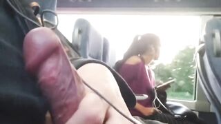 Cumflash next to Indian Girl in Bus