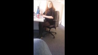 Office Slut Angi in Black Pantyhose