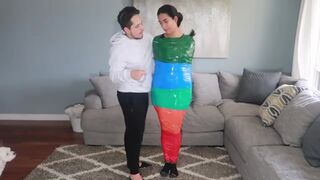 Rainbow Tape Mummy Escape Challenge Fail