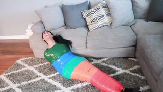 Rainbow Tape Mummy Escape Challenge Fail