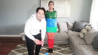 Rainbow Tape Mummy Escape Challenge Fail