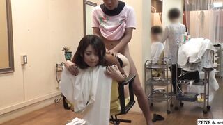 Real Japanese hair salon doggystyle sex with stylist while working