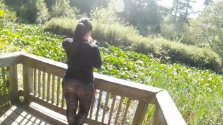 Sheer Leggings Nature Walk With Fat Booty Flashing