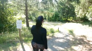 Sheer Leggings Nature Walk With Fat Booty Flashing