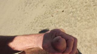 Steve wanking on beach