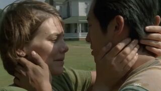 AMWF Lauren Cohan British Norwegian Woman Interracial Kiss With South Korea