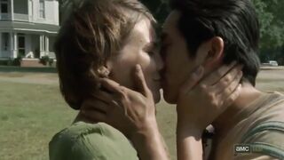 AMWF Lauren Cohan British Norwegian Woman Interracial Kiss With South Korea