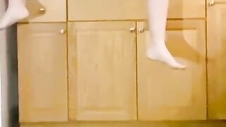 Power Pissing across the Kitchen on Webcam