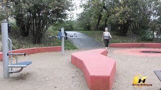 Jump and Running in Public Park by Katerina-Hartlova