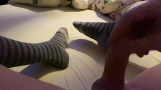 Man in Striped Socks jerks at Masturbation with his nice dig.