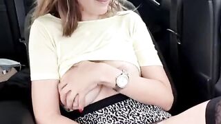 Horny Girl Masturbating in the Car