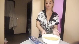 Cooking with Open Tits. Hidden Camera