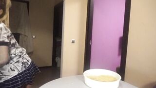 Cooking with Open Tits. Hidden Camera