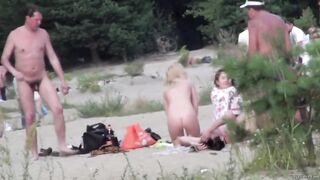 Voyeur of Blonde Nudist Standing so everyone can see her Amazing Slut Body