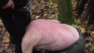 2 German Cruel Girls doms Spank Man outdoor Hard