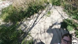 Outdoor Sexy College Girl Gets Mouth Fucked, Give Footjob and get Cumshot on Nylons