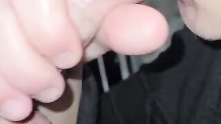 Sucking on Hubby's Big Uncut Cock