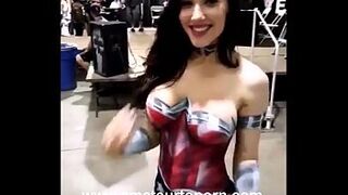 Naked Wonder Woman body painting,amateur teen