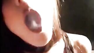 Teen Premium Snapchat Sexy Horny Babe in Glasses Stripteasing in Public