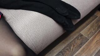 Foot Fetish Sexy Girl Show Feet Foot in Tights Pantyhose Nylon Black Knee Socks