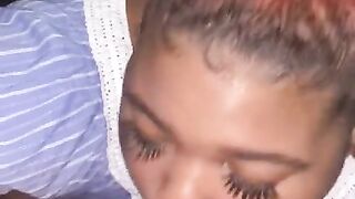 Red Hair Ebony Teen gives Sloppy Head