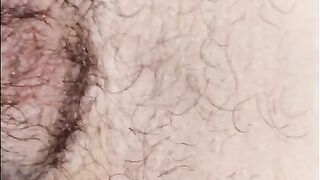 Wife rubbing her wet hairy pussy to orgasm with contractions