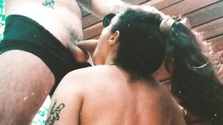 Outdoor Shower Blowjob during our Holidays