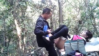 Asian street prostitute fuckt in the woods