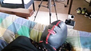 Hogtied and masked in stockings and high heels – Trained sub