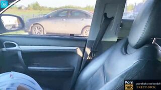 Showed her face! Blowjob in a Porsche! Sucks dick in public!