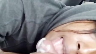 Ebony Teen Giving Blowjob outside of House ( Cumshot )