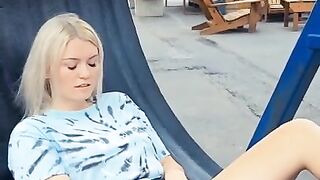 Horny Slut Plays with herself in Public as People Walk by