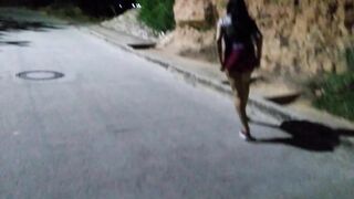 Walking on the Streets Showing my Ass in Lace in Public in Sexy Dress trying Exhibitionism to Seduce