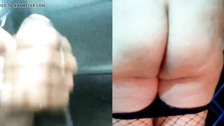 BBC cum in the car seeing ass of Antonella in Skype