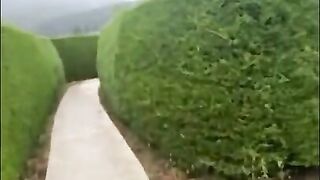 blonde is fucked in a maze