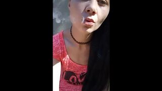 Ciggy in yard public sfw smoking milf