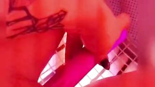 Curvy British blonde takes her toys into the sunbed shop and makes herself cum