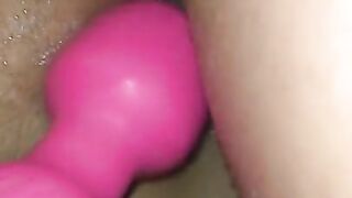 Stepcousin get a orgasm with  pussy toy and I come inside her