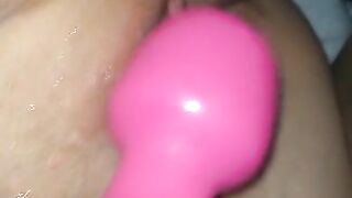 Stepcousin get a orgasm with  pussy toy and I come inside her