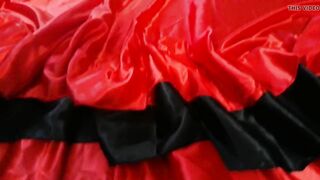 jizz on flamenco dance long red satin skirt