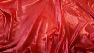 jizz on flamenco dance long red satin skirt