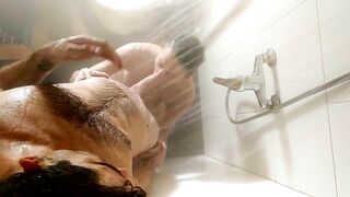 Couple recorded in the shower having intense sex