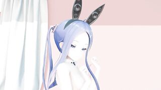 MMD lo chan, shake it - hentai mmd dance, playboy costume, blue hair edit, smixix