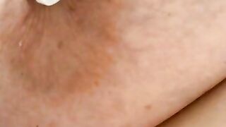 Clothes peg on my big natural soft heavy saggy tit’s nipple