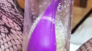 Close Up Squirt Vibrating in the Penis Pump Mistress Gina