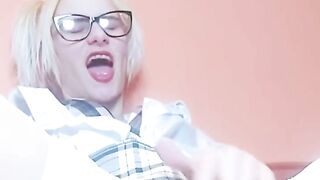 sex machine big dildo in the pussy of a sexy schoolgirl real very wet orgasm