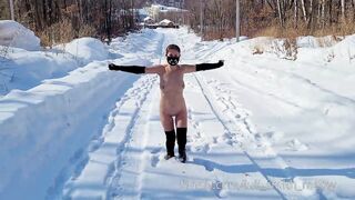 Naked walk in winter