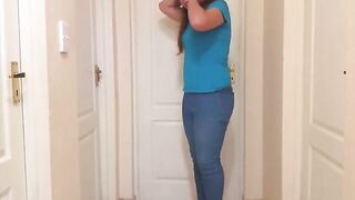 Chubby girl jean piss desperation, stripping