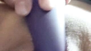 Close up rubbing vibrator on clit until pulsating pussy orgasm