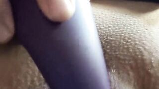 Close up rubbing vibrator on clit until pulsating pussy orgasm